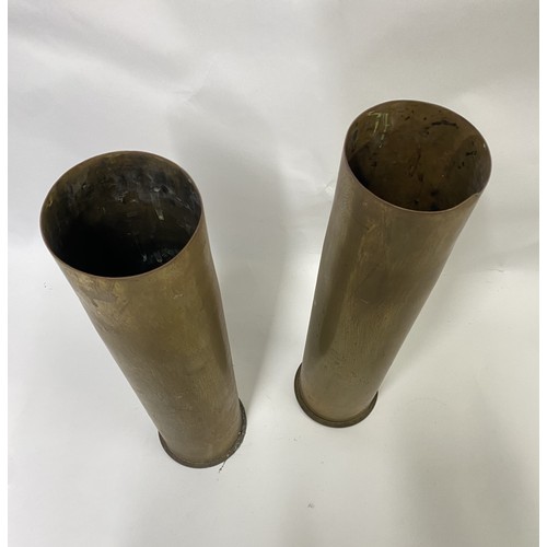 178 - Pair of Brass Trench Art Military Shell Vases 50cm Height