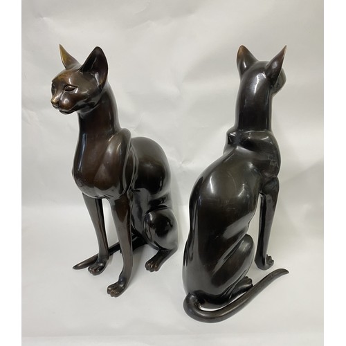 179 - Pair of Large Bronze Egyptian Cat Figures 63cm Height (2)