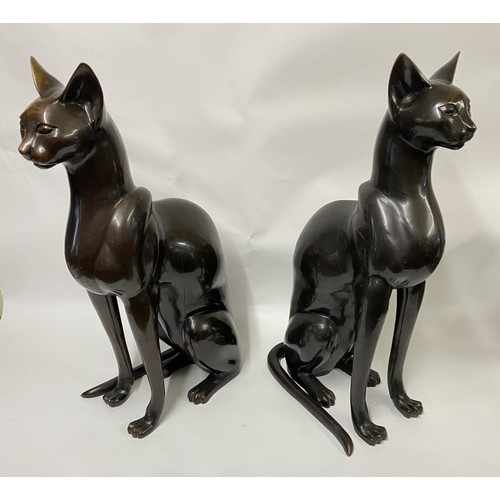 179 - Pair of Large Bronze Egyptian Cat Figures 63cm Height (2)