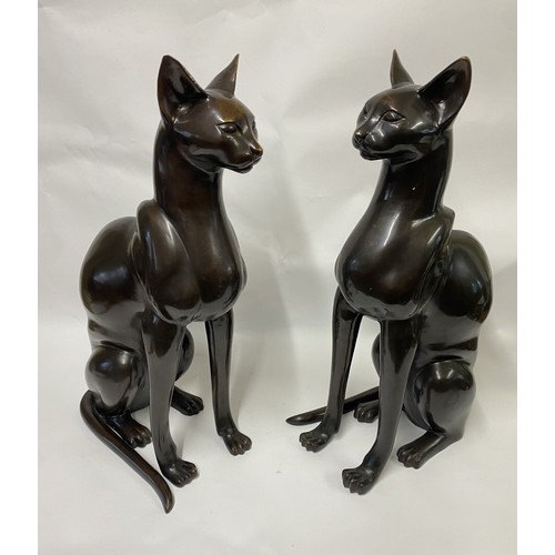 179 - Pair of Large Bronze Egyptian Cat Figures 63cm Height (2)