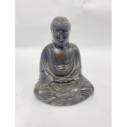 169 - Bronze Meditating  Buddha Figure with Sealed Base 20cm Height