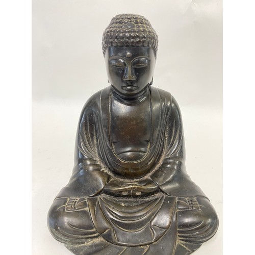 169 - Bronze Meditating  Buddha Figure with Sealed Base 20cm Height