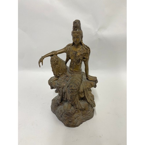 171 - Bronze Eastern Style Seated Guanyin Buddha Figure 30cm Height