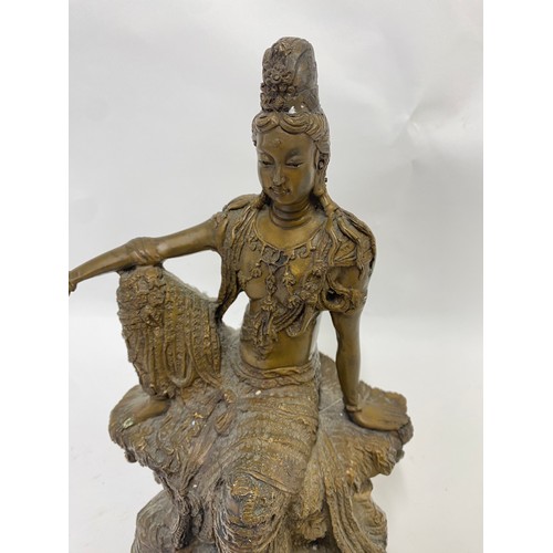 171 - Bronze Eastern Style Seated Guanyin Buddha Figure 30cm Height