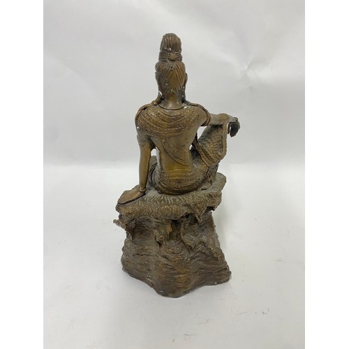 171 - Bronze Eastern Style Seated Guanyin Buddha Figure 30cm Height