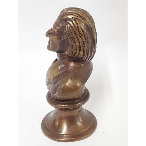 27 - Heavy Brass Bust of Liszt, 13.5cm high