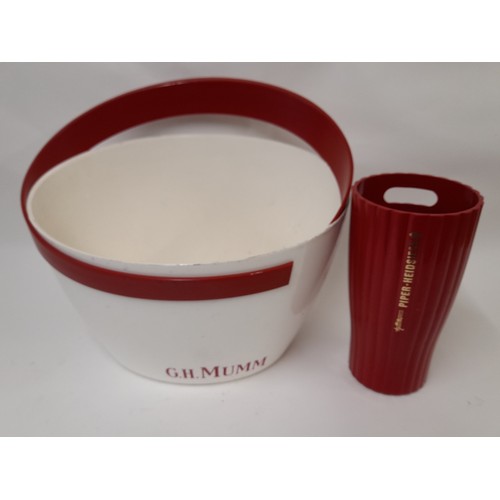 31 - Large red and White Plastic Ice bucket 39cm x 32cm, with a red smaller Ice bucket