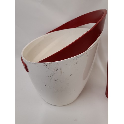 31 - Large red and White Plastic Ice bucket 39cm x 32cm, with a red smaller Ice bucket