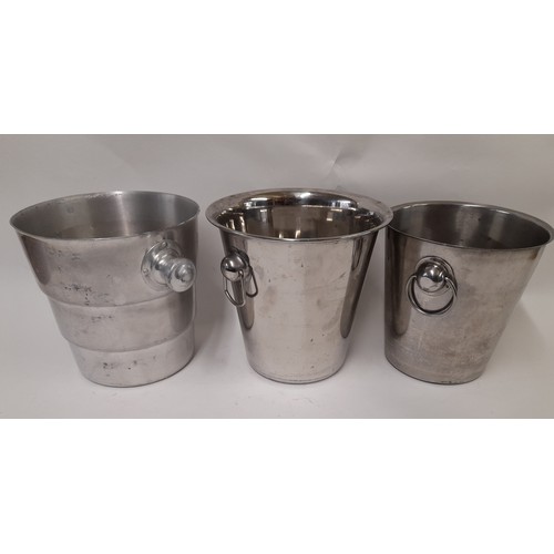 33 - 3 x Metal Ice Buckets, largest 23cm high