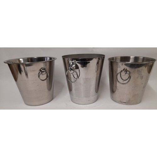 39 - 3 x metal ice buckets, tallest 21cm