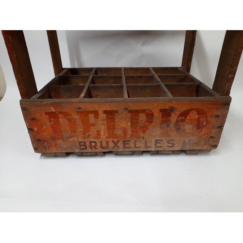 41 - Vintage Continental wooden Bottle crate for 12 bottles 47cm x 34cm x 40