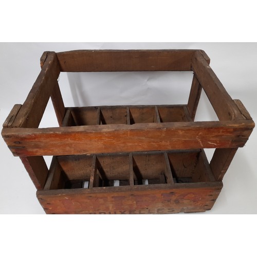 41 - Vintage Continental wooden Bottle crate for 12 bottles 47cm x 34cm x 40