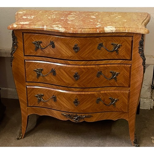 19 - French Louis Style Commode / Marble Top Chest Of Drawers. 97 x 44 x 83 cms