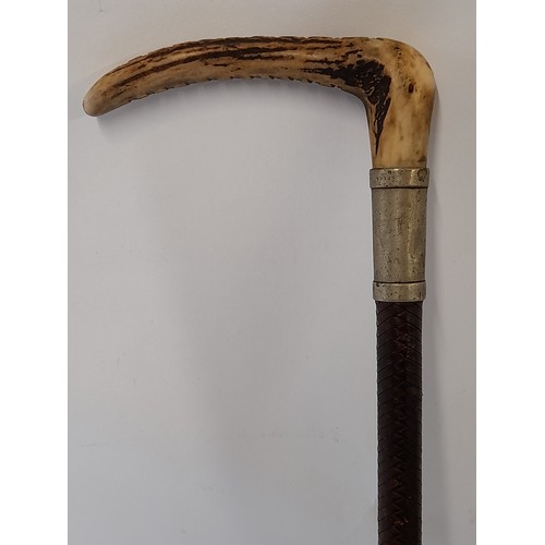 6 - Horn Handle Riding Crop, 64cm total length