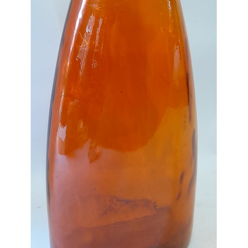 16 - Decorative Orange Spanish Glass Vase, 38cm x 20cm