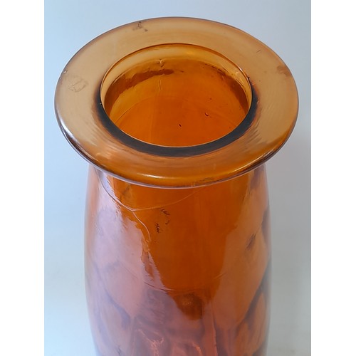 16 - Decorative Orange Spanish Glass Vase, 38cm x 20cm