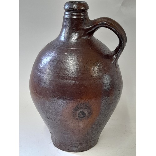 17 - Stoneware Salt glazed wood fired Jar with Handle, 26cm high