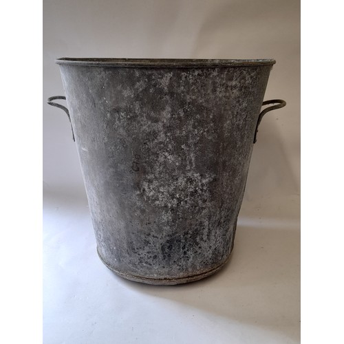 48 - Large Galvanised Bin with 2 handles, 46cm high x 51cm wide