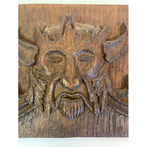 161 - Carved Wood ‘Green Man’ Folk Panel 19cm x 16.5cm