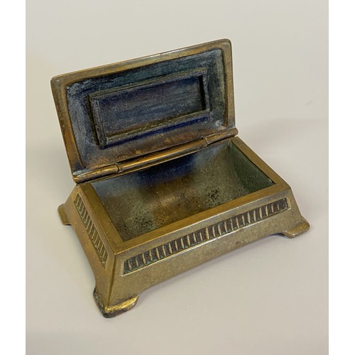 166 - Vintage Decorative Brass Trinket Box / Stamp Case 9cm x 5cm