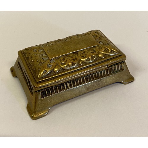 166 - Vintage Decorative Brass Trinket Box / Stamp Case 9cm x 5cm