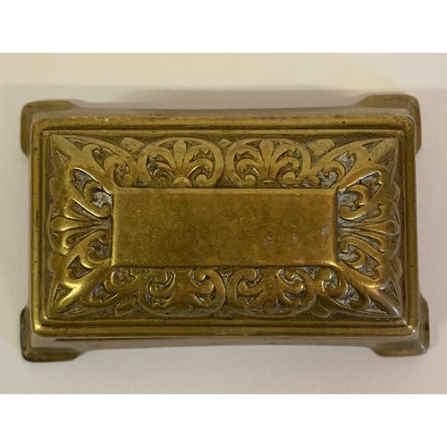 166 - Vintage Decorative Brass Trinket Box / Stamp Case 9cm x 5cm