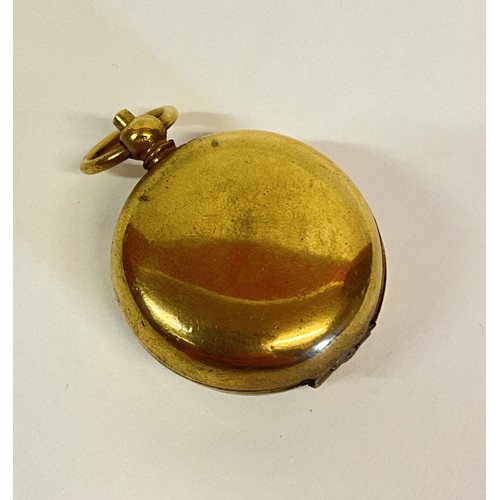 167 - Vintage Decorated Gold Coloured Sovereign Case 3.5cm Diameter