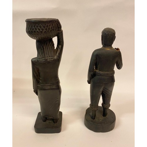 174 - Pair of Carved Wooden Tribal Figures, a Man and a Woman. Tallest 22.5cm Height