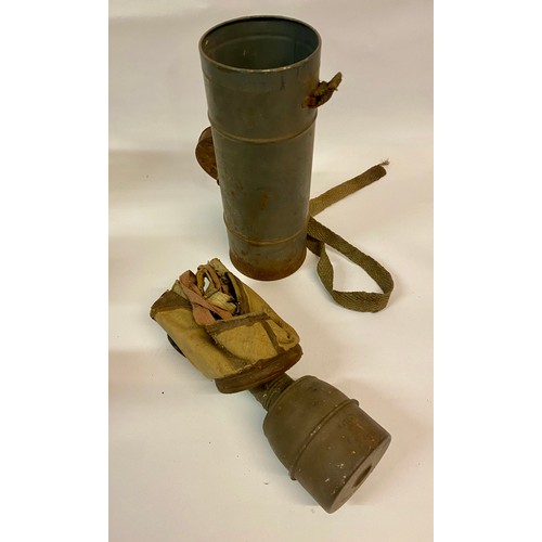 181 - WW2 Belgian Military Gas Mask in Container 31cm Height