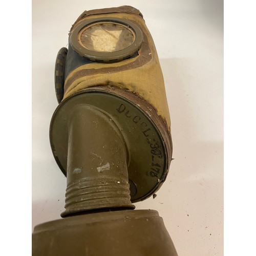 181 - WW2 Belgian Military Gas Mask in Container 31cm Height