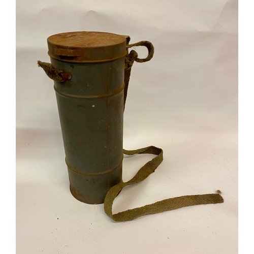 181 - WW2 Belgian Military Gas Mask in Container 31cm Height