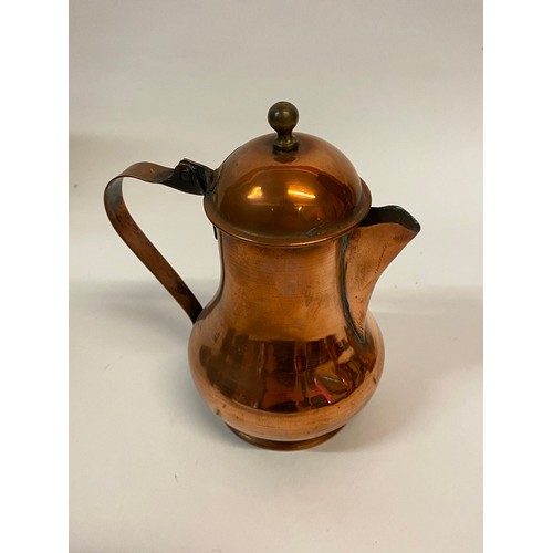 183 - Collection of Four Numbered Copper Tea Pots / Jugs. Tallest 20cm Height