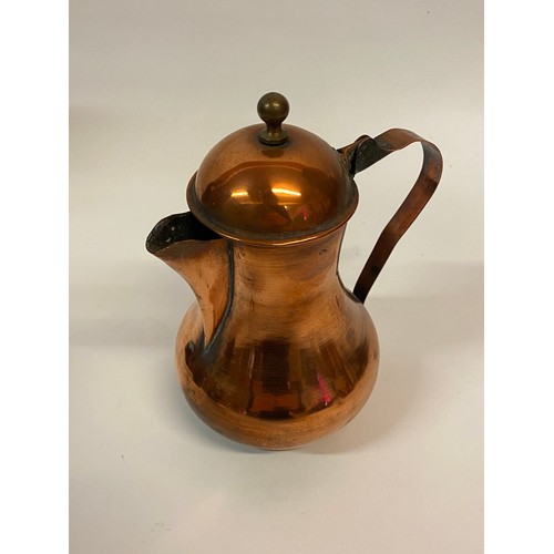 183 - Collection of Four Numbered Copper Tea Pots / Jugs. Tallest 20cm Height