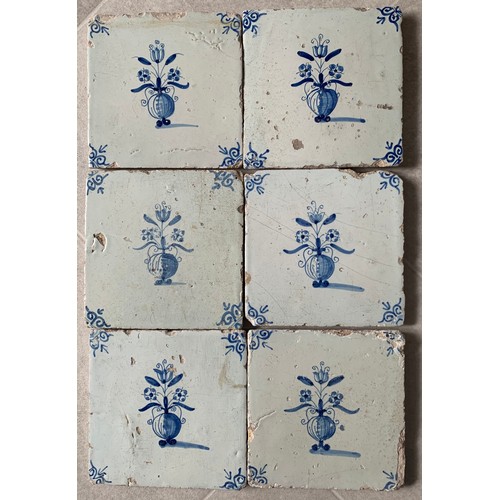 122 - Set Of 6 x 18thC Blue And White DELFT Tiles
@ 13 x 13 cms