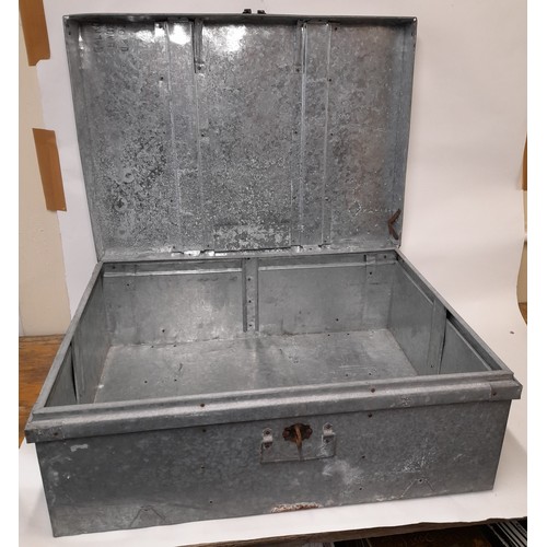 258 - Large Galvanised metal Trunk with handles to side and front, 76cm x 56cm x 30cm