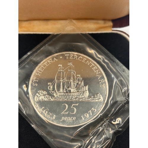 221 - Silver Royal Mint, St Helena Tercentenary Coin.