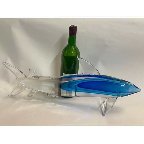 247 - Large Murano Glass Figure Of A Shark. 52 x 20 cms