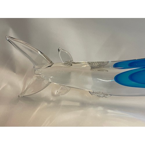 247 - Large Murano Glass Figure Of A Shark. 52 x 20 cms