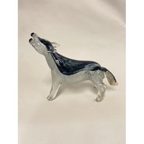 238 - Murano Glass Wolf Figure. 25cm x 19cm