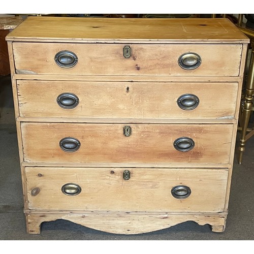 22 - Vintage Pine Chest Of Four Drawers. 92 x 93 x 46 cms