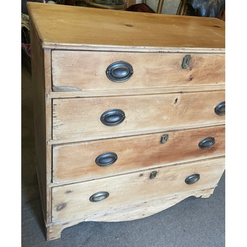 22 - Vintage Pine Chest Of Four Drawers. 92 x 93 x 46 cms