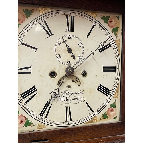 28 - Antique Longcase Clock By Reynolds Of Holdsworthy . Along With Weights And Pendulum 213CMS High