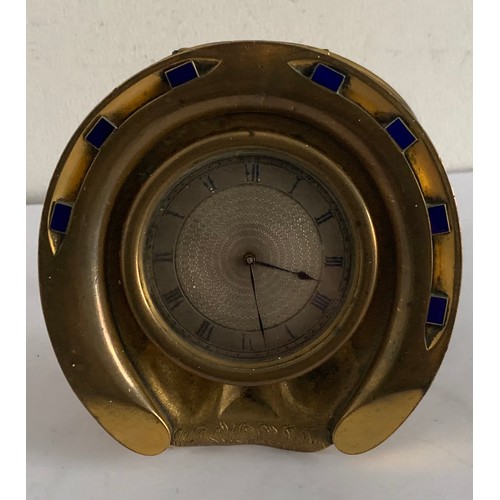 133 - Antique Horseshoe Clock, Possibly By Howell James, In Finely Chased Ormolu And Seven Lucky Blue Enam... 