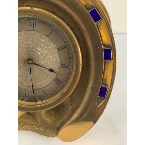 133 - Antique Horseshoe Clock, Possibly By Howell James, In Finely Chased Ormolu And Seven Lucky Blue Enam... 