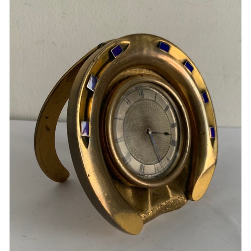 133 - Antique Horseshoe Clock, Possibly By Howell James, In Finely Chased Ormolu And Seven Lucky Blue Enam... 