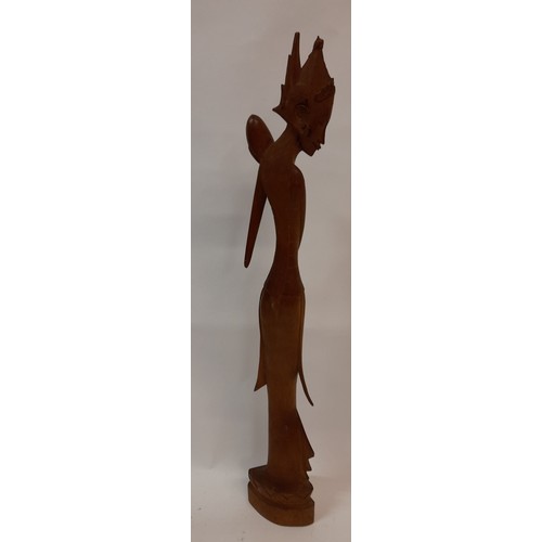 383 - Tall Balinese Wood Carving, 62cm high