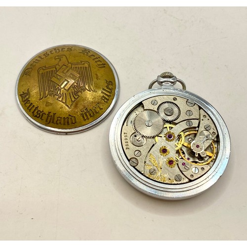 305 - German Deutsches Reich Nazi Style Pocket watch 4.5cm Diameter