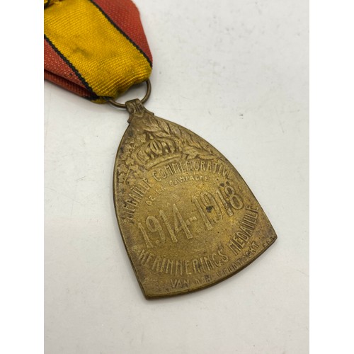 308 - Vintage WW1 Belgium Commemorative Medal 9cm Length