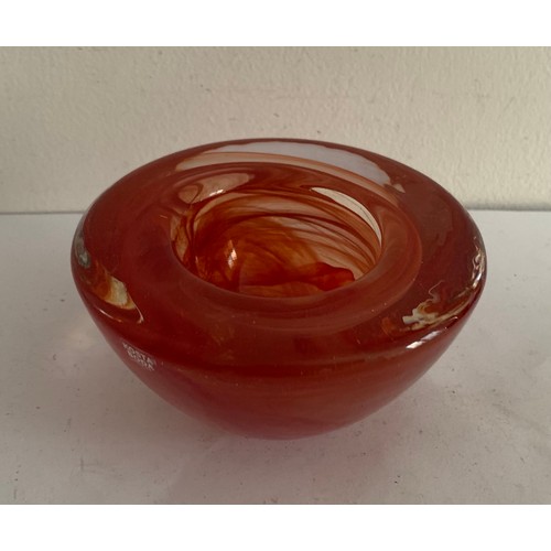 128 - Bright Red Classic Design Glass Bowl By Anna Erhner For Kosta Boda