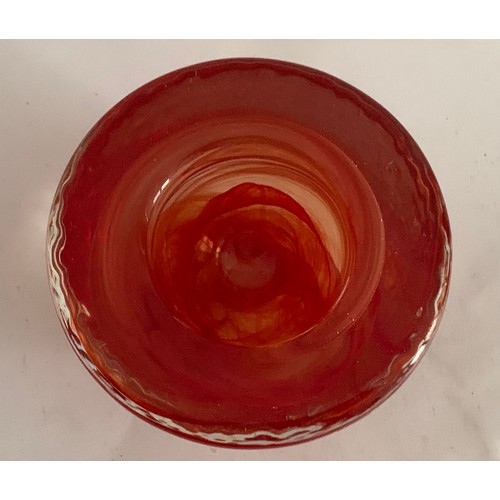 128 - Bright Red Classic Design Glass Bowl By Anna Erhner For Kosta Boda